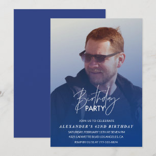 Blue 62. Geburtstagseinladung Geburtstagsparty Fot Einladung