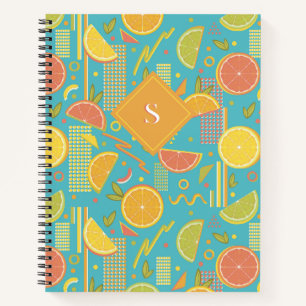 Blue 80's Citrus Fruit Slices Notizbuch