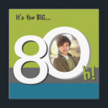 Blue 80th Big 8-Oh! Geburtstagspartei von Foto-Vor Einladung<br><div class="desc">Eine moderne grüne & blaue 80. Geburtstagsfeier,  die ein Foto des Geburtstagsjungen hinzufügen soll. Bitte senden Sie mir eine E-Mail,  wenn Sie Hilfe bei der Anpassung Ihres Designs benötigen.</div>