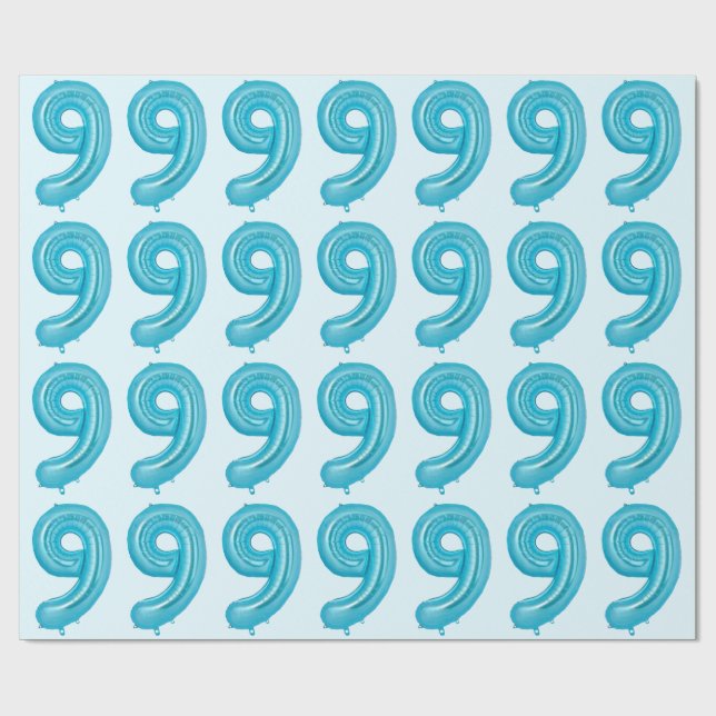 Blue 89 Balloon Wrapping Paper Geschenkpapier (Flach)