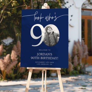 Blue 90. Geburtstag Begrüßungszeichen Schau mal, Poster