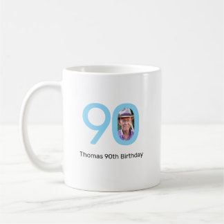 Blue 90th Birthday Custom Photo Kaffeetasse