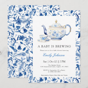 BLUE A Baby Brewing Baby Shower Einladung