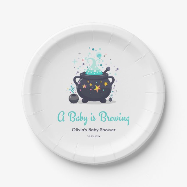 Blue A Baby brütet Halloween Baby Dusche Pappteller (Vorderseite)