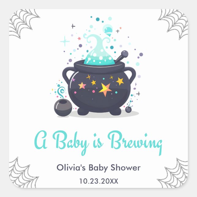 Blue A Baby brütet Halloween Baby Dusche Quadratischer Aufkleber (Vorderseite)