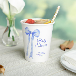 Blue a Bow Es ist eine Boy Baby Dusche Pappbecher