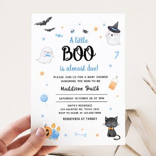 Blue A Little Boo Halloween Baby Dusche Einladung