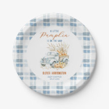 Blue A Little Pumpkin Truck Boy Baby Shower