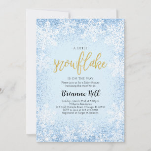 Blue A Little Snowflake Baby Dusche Einladung