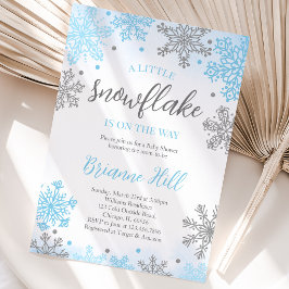 Blue A Little Snowflake Baby Dusche Einladung