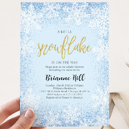 Blue A Little Snowflake Baby Dusche Einladung