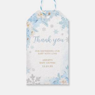 Blue A Little Snowflake Baby Dusche Fevor Tags Geschenkanhänger