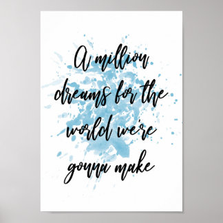 Blue A Million Dreams Song Lyrica Mauer Print Poster