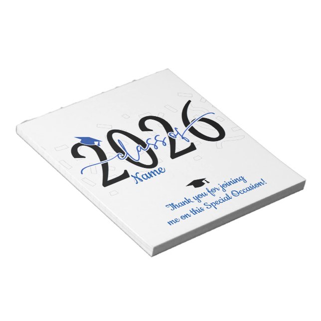 Blue Abschluss Candy Bar Wraps Gastgeschenk Notizblock (angewinkelt)