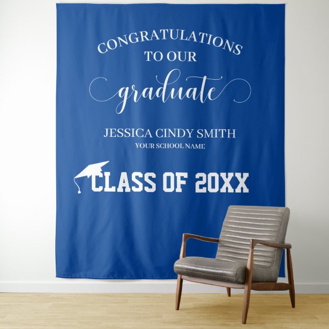 Blue Abschluss Foto Booth Prop Tapestry Wandteppich (Beispiel)