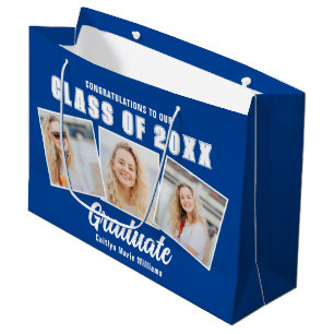 Blue Abschluss Foto Collage 2025 Graduate Große Geschenktüte