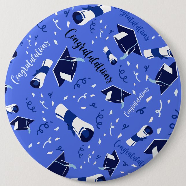 Blue Abschluss Glückwunsch Button (Vorderseite)