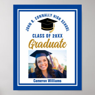Blue Abschluss Personalisiert Graduate Foto Party Poster