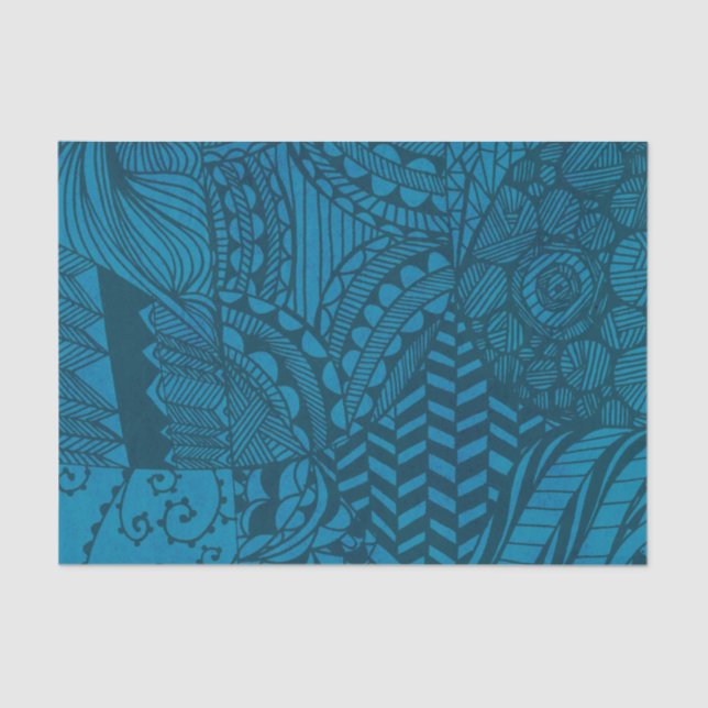 Blue Abstract Art Pattern Seidenpapier (Vorderseite)