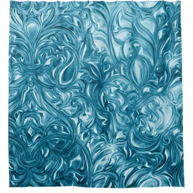 Blue Abstract Design Duschvorhang (Vorderseite)