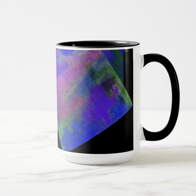 Blue Abstract Design Monogram Tasse (Rechts)