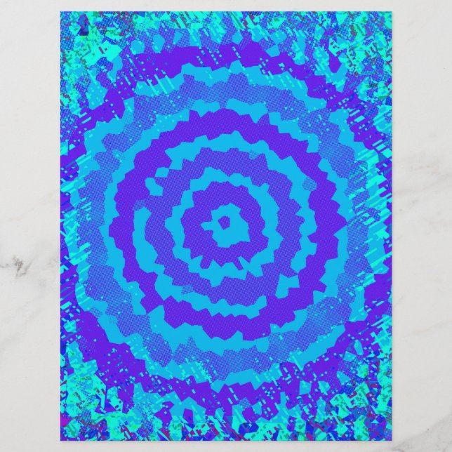 Blue Abstract Flower Scrapbook Paper Bulk Pages Flyer (Vorne)