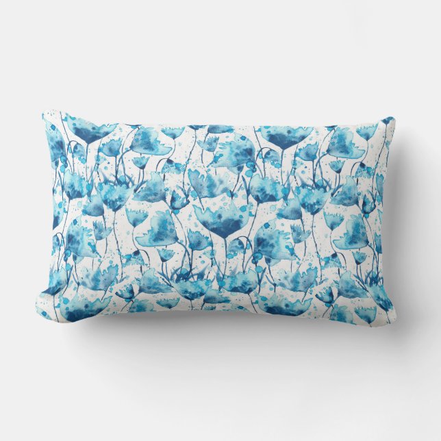 Blue Abstract Flowers Lendenkissen (Vorderseite)