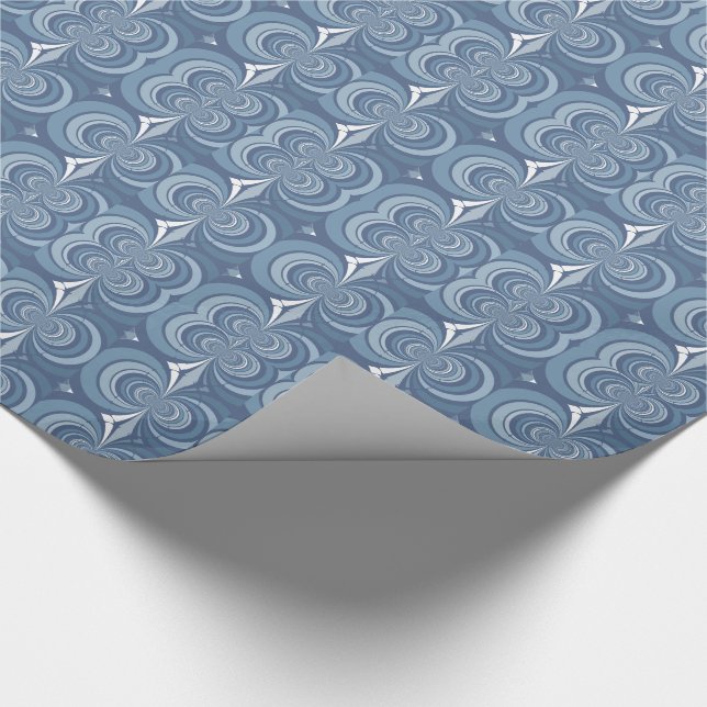 Blue Abstract Geometric Design Geschenkpapier (Ecke)