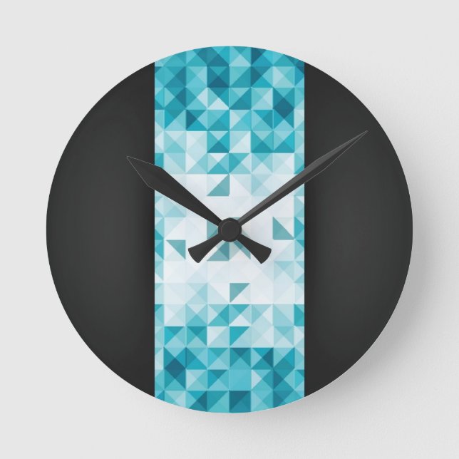 Blue Abstract Geometrical Background Template Runde Wanduhr (Vorderseite)