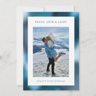 Blue Abstract Gradient Hanukkah Photo Feiertagskarte