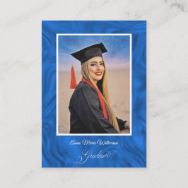 Blue Abstract Graduation Party Invitation Begleitkarte