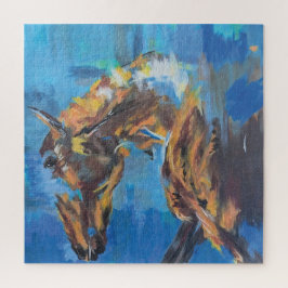 Blue Abstract Horse Painting