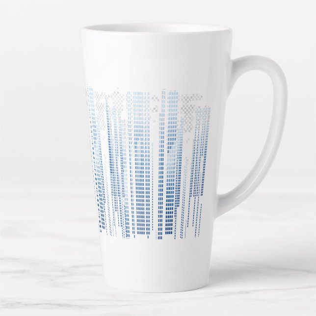 Blue Abstract Latte Mug - Modern Tall Coffee Cup (Droite)