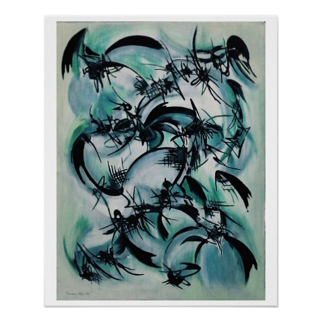 "Blue Abstraction", affiche brillante (Devant)