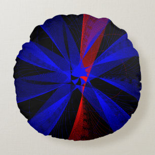 Blue Abstrakt Accent Round Pillow Rundes Kissen