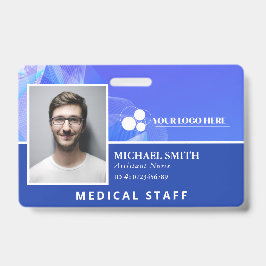 Blue Abstrakt Add Your Logo Employee ID Ausweis