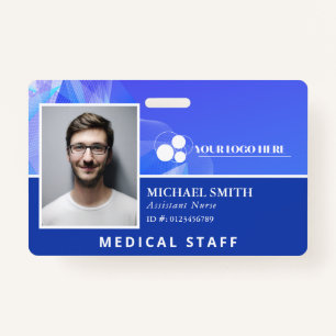 Blue Abstrakt Add Your Logo Employee ID Ausweis