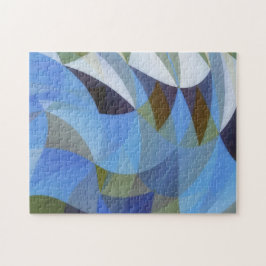 Blue Abstrakt Art Geo Shapes Puzzle