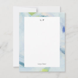 Blue Abstrakt Art Personalisiert Flat Note Card Einladung