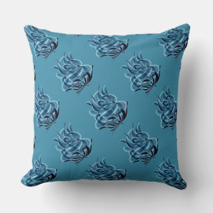 Blue Abstrakt Blue Rose Throw Kissen