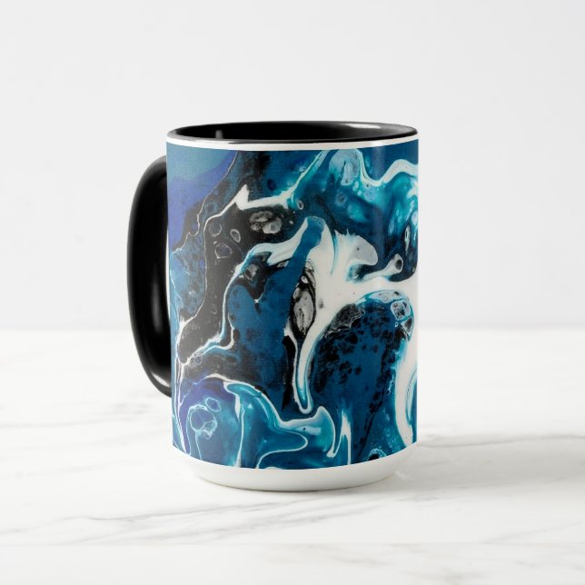 Blue Abstrakt Coffee Tasse (Vorderseite Links)