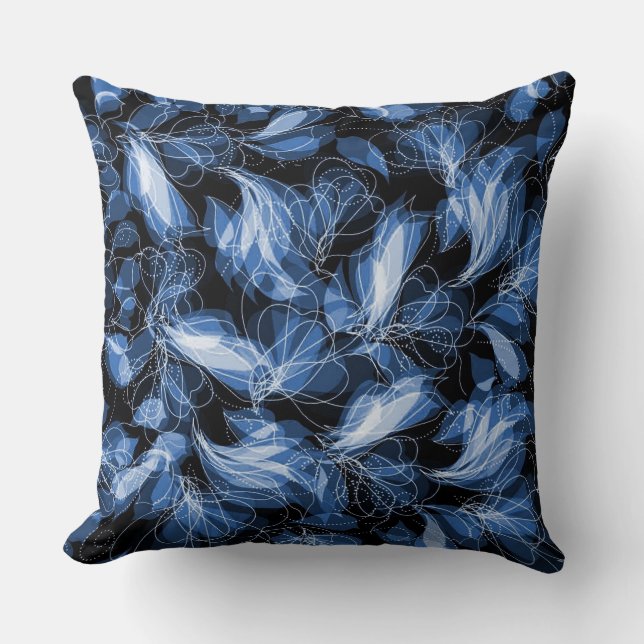 Blue Abstrakt Fairy Wings Pattern Throw Kissen (Vorderseite)