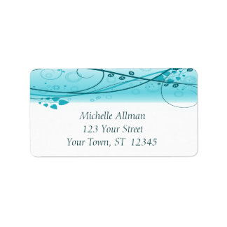 Blue Abstrakt Floral Wirbel Label Adressaufkleber