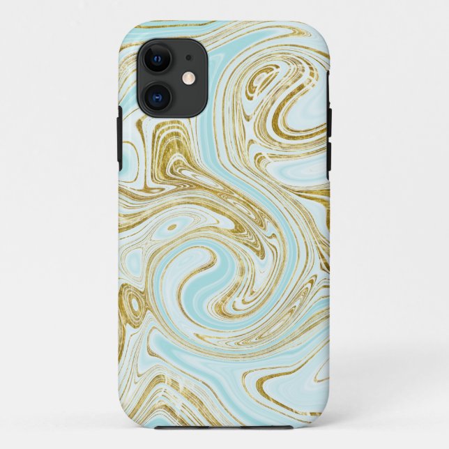 Blue Abstrakt Gold Glitzer Chic Stilvoll Case-Mate iPhone Hülle (Rückseite)