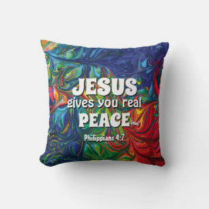 Blue Abstrakt JESUS PEACE Christlich Kissen