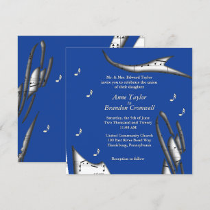 Blue Abstrakt Music Theme Wedding Einladung
