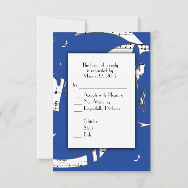 Blue Abstrakt Music UAWG with Menu Choice RSVP Karte (Vorderseite)