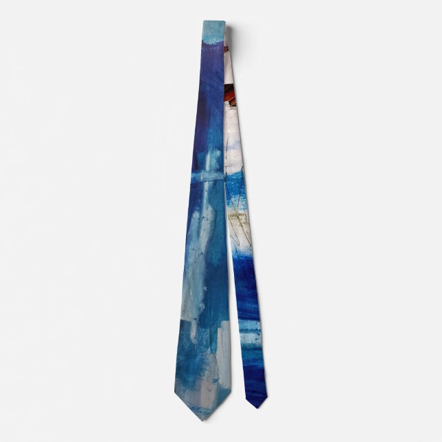 Blue Abstrakt Neck Tie Krawatte (Vorderseite)