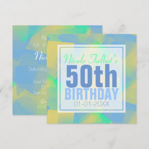Blue Abstrakt Pastel 50. Geburtstag Square Inv Einladung