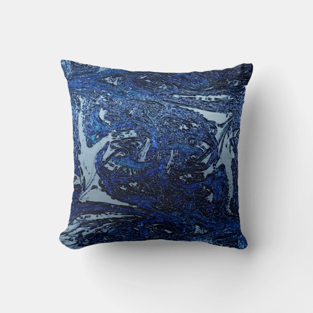 Blue Abstrakt Wave Splash Coole Städtische Kunst Kissen (Vorderseite)